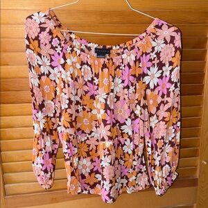 Sanctuary Floral Blouse - Pink, Orange, White